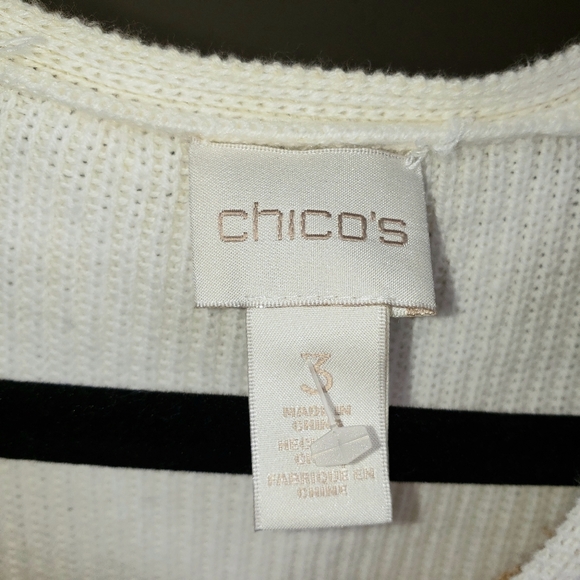 Chico's Christina Lace Front Pullover Cream & Tan - Picture 5 of 8